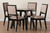 Alani Modern Beige Fabric And Dark Brown Finished Wood 5-Piece Dining Set Alani-Sand/Dark Brown-5PC Dining Set