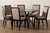 Eira Modern Sand Fabric And Dark Brown Finished Wood 7-Piece Dining Set Eira-Sand/Dark Brown-7PC Dining Set