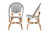 Quincy Modern French Black And White Weaving And Natural Brown Rattan 2-Piece Bistro Chair Set DC613-2-Rattan-DC No Arm