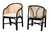 Miranda Modern Bohemian Two-Tone Black And Natural Brown Rattan 2-Piece Dining Chair Set Miranda-Rattan-DC