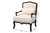 Dion Traditional French Cream Fabric And Wenge Brown Finished Wood Accent Chair BBT5470.12 A1-Cream/Wenge-Chair