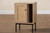 Sherwin Mid-Century Modern Light Brown And Black 1-Door Cabinet With Woven Rattan Accent SR221174-Wooden/Rattan-Cabinet