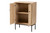 Sherwin Mid-Century Modern Light Brown And Black 2-Door Storage Cabinet With Woven Rattan Accent SR221175-Wooden/Rattan-Cabinet