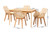 Ballerina Japandi Natural Brown Mahogany Wood And Rattan 5-Piece Dining Set KYG006C-Natural-5PC Dining Set