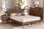 Irina Mid-Century Modern Grey Fabric And Ash Walnut Finished Wood Queen Size Platform Bed MG00874-Dark Grey/Ash Walnut-Queen