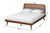 Irina Mid-Century Modern Grey Fabric And Ash Walnut Finished Wood Queen Size Platform Bed MG00874-Dark Grey/Ash Walnut-Queen