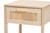 Sebille Mid-Century Modern Light Brown Finished Wood 1-Drawer End Table With Natural Rattan LC21020905-Rattan-ET