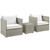 Repose 3 Piece Outdoor Patio Sectional Set EEI-3006-LGR-WHI-SET