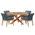 Wellspring 5-Piece Outdoor Patio Teak Wood Dining Set - Blue Graphite EEI-6118-BLU-GPH