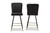 Preston Modern Luxe and Glam Black Velvet Fabric Upholstered and Two-Tone Black and Gold Finished Metal 2-Piece Bar Stool Set DC179-Black Velvet/Gold-BS