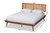 Nura Mid-Century Modern Walnut Brown Finished Wood and Synthetic Rattan King Size Platform Bed Nura-Ash Walnut Rattan-King