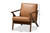 Bianca Mid-Century Modern Walnut Brown Finished Wood and Tan Faux Leather Effect Lounge Chair Bianca-Tan/Walnut Brown-CC