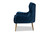 Nelson Modern Luxe and Glam Navy Blue Velvet Fabric Upholstered and Gold Finished Metal Armchair TSF-6741-Navy Blue Velvet/Gold-CC