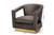 Neville Modern Luxe and Glam Grey Velvet Fabric Upholstered and Gold Finished Metal Armchair TSF-6743-Grey Velvet/Gold-CC
