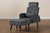 Haldis Modern and Contemporary Grey velvet Fabric Upholstered and Walnut Brown Finished Wood 2-Piece Recliner Chair and Ottoman Set T-4-Velvet Grey-Chair/Footstool Set