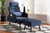 Haldis Modern and Contemporary Navy Blue velvet Fabric Upholstered and Walnut Brown Finished Wood 2-Piece Recliner Chair and Ottoman Set T-4-Velvet Navy Blue-Chair/Footstool Set