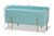 Helaine Contemporary Glam and Luxe Sky Blue Fabric Upholstered and Gold Metal Bench Ottoman FZD200124-Light Blue-Bench