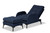 Belden Modern and Contemporary Navy Blue Velvet Fabric Upholstered and Black Metal 2-Piece Recliner Chair and Ottoman Set T-3-Velvet Navy Blue-Chair/Footstool Set