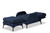 Belden Modern and Contemporary Navy Blue Velvet Fabric Upholstered and Black Metal 2-Piece Recliner Chair and Ottoman Set T-3-Velvet Navy Blue-Chair/Footstool Set