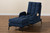 Belden Modern and Contemporary Navy Blue Velvet Fabric Upholstered and Black Metal 2-Piece Recliner Chair and Ottoman Set T-3-Velvet Navy Blue-Chair/Footstool Set
