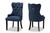 Fabre Modern Transitional Navy Blue Velvet Fabric Upholstered and Dark Brown Finished Wood 2-Piece Dining Chair Set HH-041-Velvet Navy Blue-DC
