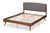 Ratana Mid-Century Modern Transitional Grey Fabric Upholstered and Walnut Brown Finished Wood Queen Size Platform Bed MG0020-4S-Dark Grey/Walnut-Queen