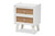Balta Mid-Century Modern Transitional Oak Brown Rattan and White Finished Wood 2-Drawer Nightstand 7634-White/Oak-NS