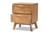 Baden Mid-Century Modern Walnut Brown Finished Wood 2-Drawer Nightstand with Rattan FZC20659-Wood/Rattan-2DW