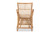 Rose Modern Bohemian White Fabric Upholstered And Natural Brown Rattan Armchair Rose-Rattan-Armchair