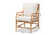 Brandon Modern Bohemian White Fabric Upholstered And Natural Brown Rattan Armchair Brandon-Rattan-Armchair