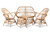 Jayden Modern Bohemian White Fabric Upholstered And Natural Brown Finished Rattan 5-Piece Living Room Set Jayden-Rattan-5PC Living Room Set