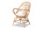 Jayden Modern Bohemian White Fabric Upholstered And Natural Brown Finished Rattan Accent Chair Jayden-Rattan-CC
