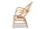 Jayden Modern Bohemian White Fabric Upholstered And Natural Brown Finished Rattan Accent Chair Jayden-Rattan-CC