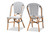 Genica Classic French Black And White Weaving And Natural Brown Rattan 2-Piece Dining Chair Set DC613-Rattan-DC No Arm