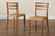 Arthur Mid-Century Modern Walnut Brown Mahogany Wood and Natural Rattan 2-Piece Dining Chair Set Arthur-Teak-DC