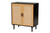 Maureen Mid-Century Modern Espresso Brown Wood and Rattan 2-Door Storage Cabinet SR191522-Brown/Tan Rattan-Cabinet