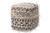 Avery Moroccan Inspired Beige And Brown Handwoven Cotton Pouf Ottoman Avery-Natural/Ivory-Pouf