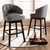 Theron Transitional Gray Fabric Upholstered Wood Swivel Bar Stool Set Of 2 BBT5210B-Grey-BS