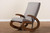 Kaira Modern And Contemporary Gray Fabric Upholstered And Walnut-Finished Wood Rocking Chair BBT5317-Grey