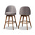 Carra Mid-Century Modern Grey Fabric Upholstered Walnut-Finished Wood Swivel Bar Stool Set Of 2 BBT5355B-Grey/Walnut-BS