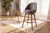 Carra Mid-Century Modern Grey Fabric Upholstered Walnut-Finished Wood Swivel Bar Stool Set Of 2 BBT5355B-Grey/Walnut-BS