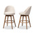 Carra Mid-Century Modern Light Beige Fabric Upholstered Walnut-Finished Wood 2-Piece Swivel Bar Stool Set BBT5355B-Light Beige/Walnut-BS