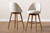 Carra Mid-Century Modern Light Beige Fabric Upholstered Walnut-Finished Wood 2-Piece Swivel Bar Stool Set BBT5355B-Light Beige/Walnut-BS