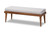 Linus Mid-Century Modern Greyish Beige Fabric Upholstered And Button Tufted Wood Bench BBT5363-Greyish Beige-Bench