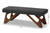 Rika Mid-Century Modern Dark Grey Fabric Upholstered Walnut Brown Finished Boomerang Bench BBT5367-Dark Grey/Walnut-Bench