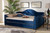 Perry Modern And Contemporary Royal Blue Velvet Fabric Upholstered And Button Tufted Queen Size Daybed With Trundle CF8940-Navy Blue-Daybed-Q/T