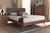 Dilara Mid-Century Modern Dark Grey Fabric Upholstered Walnut Brown Finished Wood Full Size Platform Bed Dilara-Dark Grey/Ash Walnut-Full