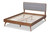 Dilara Mid-Century Modern Light Grey Fabric Upholstered Walnut Brown Finished Wood Full Size Platform Bed Dilara-Light Grey/Ash Walnut-Full