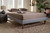 Liliya Mid-Century Modern Light Grey Fabric Upholstered Walnut Brown Finished Wood King Size Platform Bed Frame MG97043-1-Light Grey/Ash Walnut-Bed Frame-King