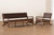 Rovelyn Rustic Brown Faux Leather Upholstered Walnut Finished Wood 2-Piece Living Room Set Rovelyn-Dark Brown/Walnut-2PC Set